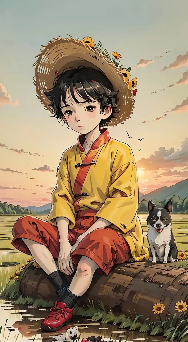 一个伤感的小男孩#ai绘画 #动漫 - 抖音