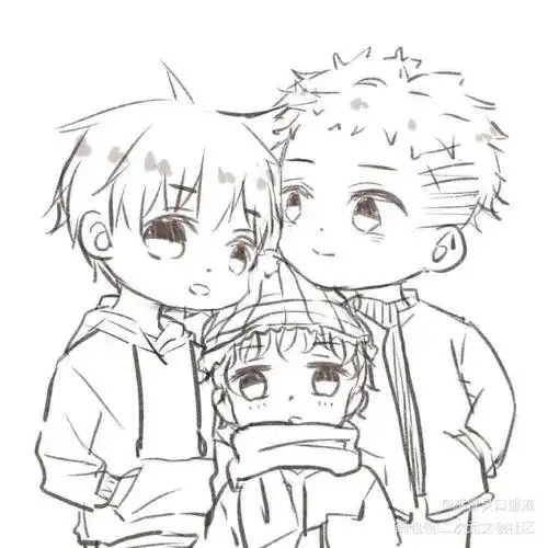 三只小可爱_撒野q版绘画作品