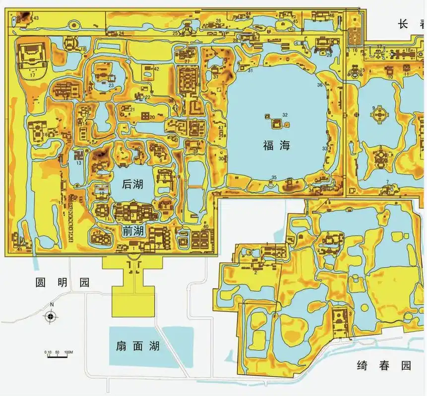 乾隆后前圆明三园总平面图03为了让圆明园活过来,郭先生做了一系列