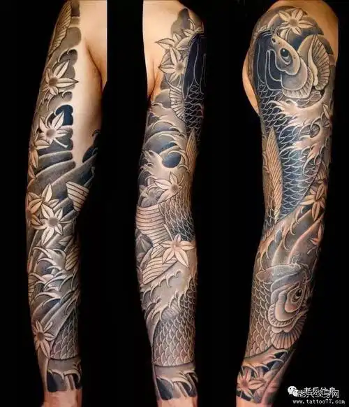 纹身素材第466期日式浪花花臂