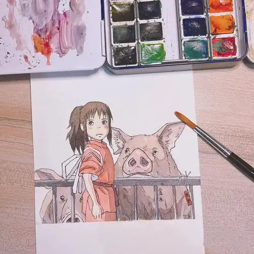 水彩宫崎骏千与千寻内附步骤