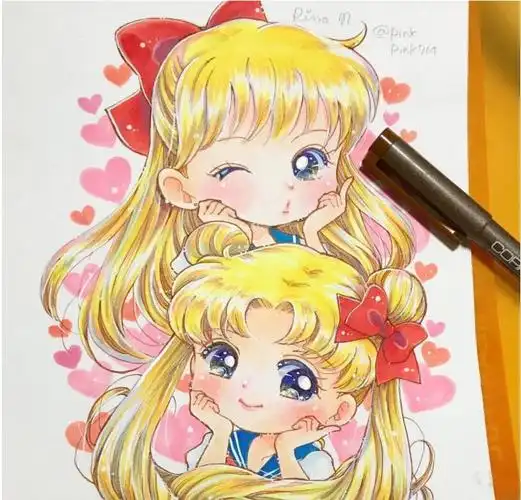 马克笔手绘动漫人物可爱的二次元萌妹子合集