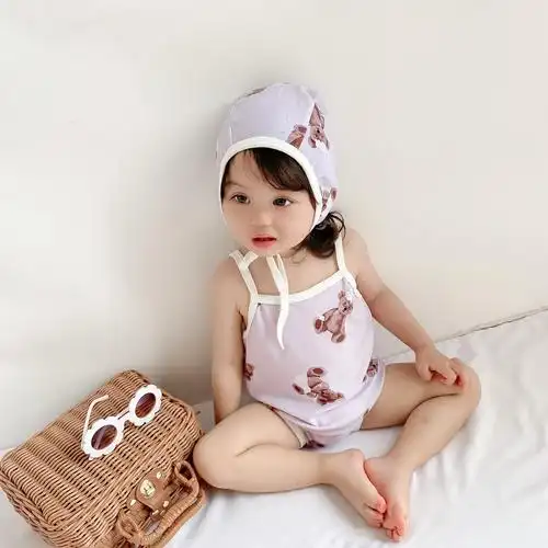 ins女童泳装三角爬式连体可爱小童女宝宝婴童泳衣2021新款韩国潮