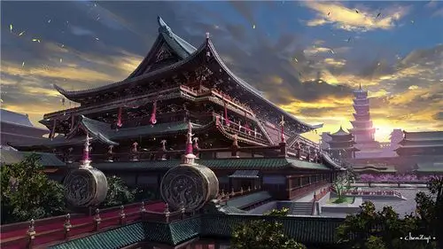 古风场景宫廷皇宫皇室游戏cg插画漫画中国风元素美术绘画教程素材