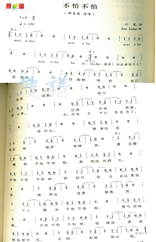 不怕不怕 郭美美 歌谱 简谱