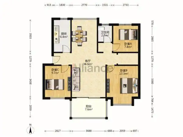 经开区铁建青秀城捡漏房源,100平南北通透户型仅售70万,单价7000不到.