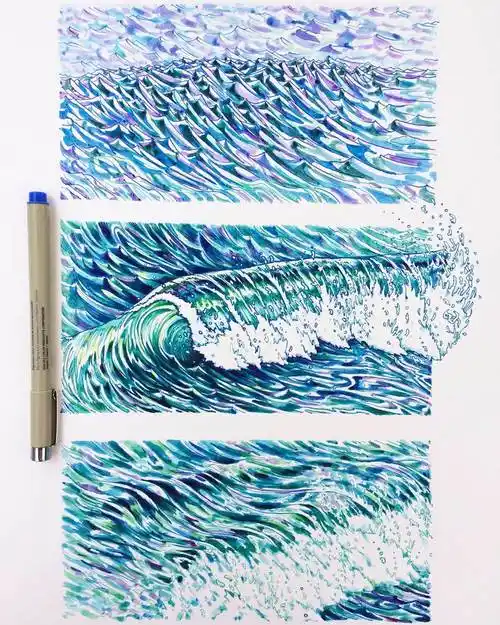 海浪水彩画海浪水彩画法