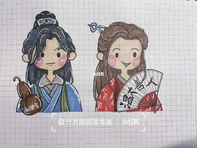 简笔画人物山河令q版角色简笔画山河令教程格子