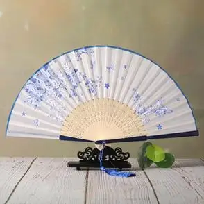 折扇女印花汉服古典中国风走秀小尺寸绫娟日式古风舞蹈礼品扇子