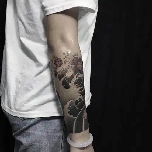 包小臂浪花 樱花 板雾 包小_纹身吧社区 - 纹身大咖