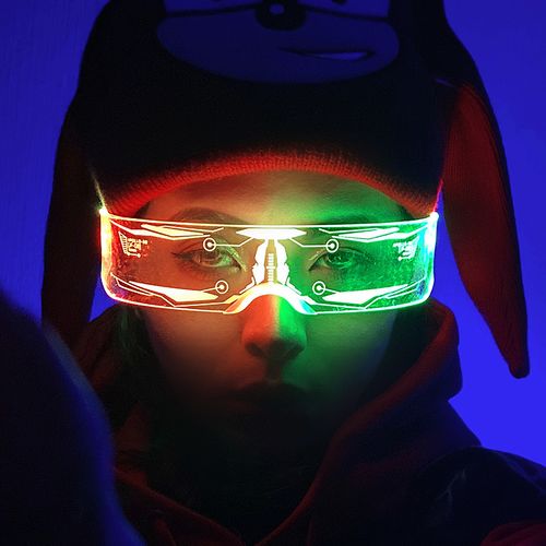 赛博朋克led发光蹦迪眼镜未来科技科幻变色太阳眼镜
