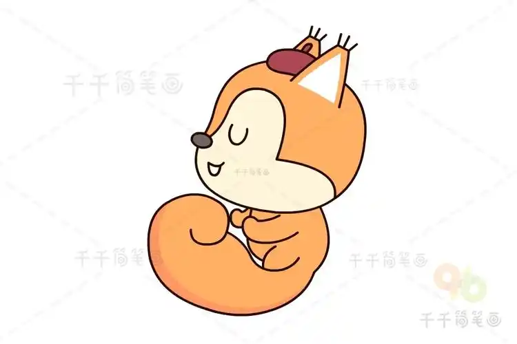 熟睡的小松鼠简笔画