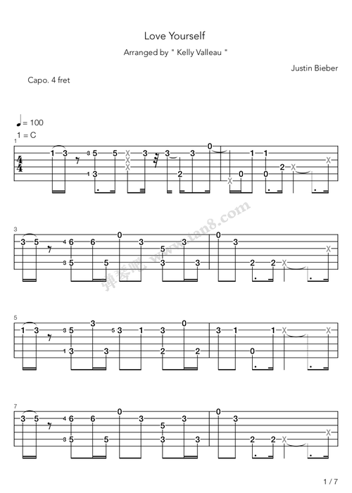 吉他谱loveyourself指弹