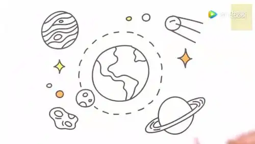 宝妈必学简笔画,教宝宝画宇宙星辰,认识宇宙的浩瀚与伟大