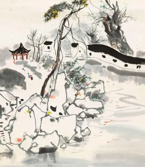 吴冠中江南水乡水墨画作品欣赏