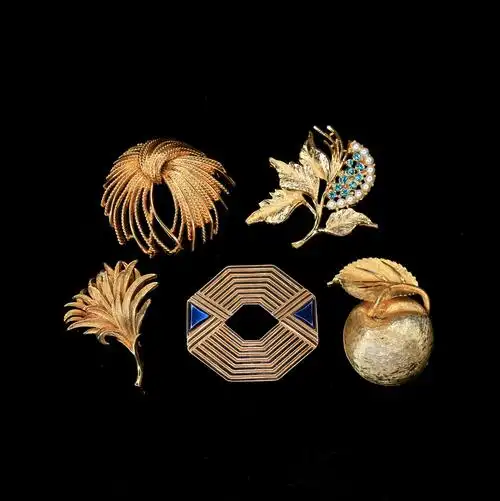 复古大衣vintage中古饰品monetlisnerbsk金色胸针胸针