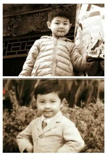 沙溢晒童年照和儿子对比感叹岁月催人老