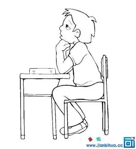 小朋友专心听课简笔画 第1页学生上课卡通简笔画认真上课的小男孩简笔