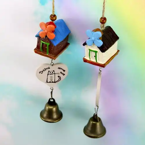 四叶草房子风铃 创意家居装饰挂件树脂工艺铃铛精品礼品店批发