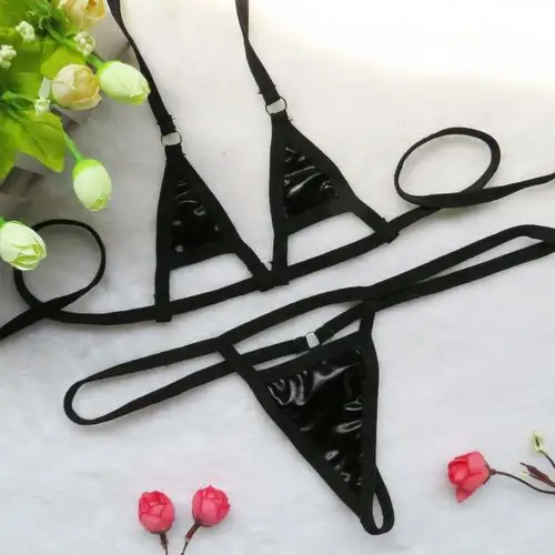 跨境情趣内衣泳衣泳装女士性感速卖通ebay三点比基尼漆皮套装e245