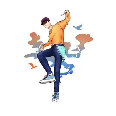 手绘卡通人物街舞舞蹈原创素材