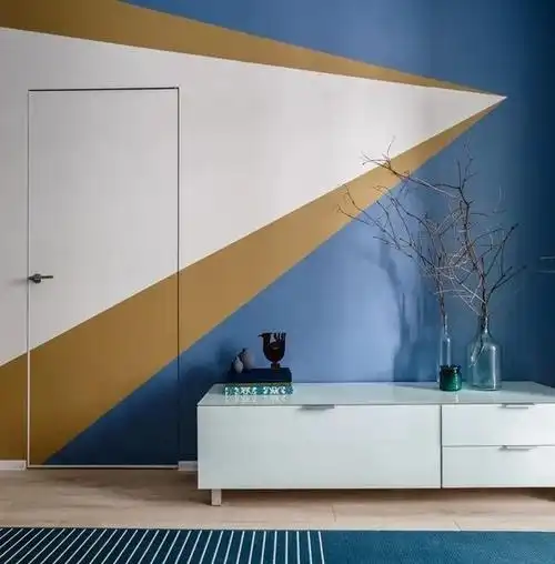 拼接撞色几何图形多色墙面客厅 拼接撞色几何图形多色墙面客厅