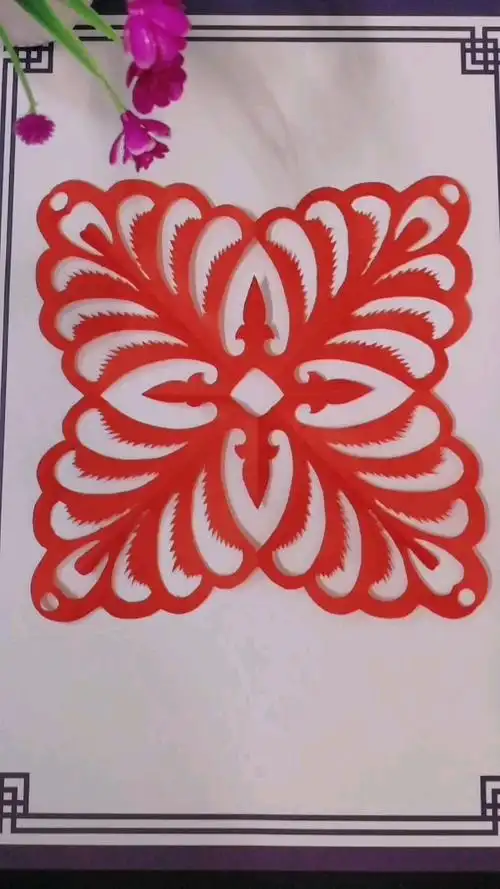 剪纸#八角窗花剪纸凤尾草