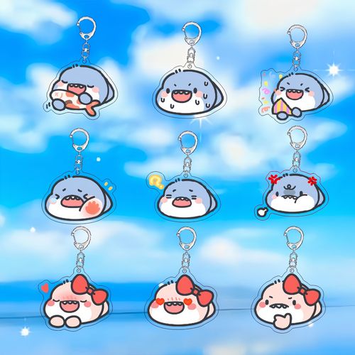 q版可爱肥肥鲨表情宠物钥匙扣搞笑肥肥鲨动漫表情包包挂饰礼物