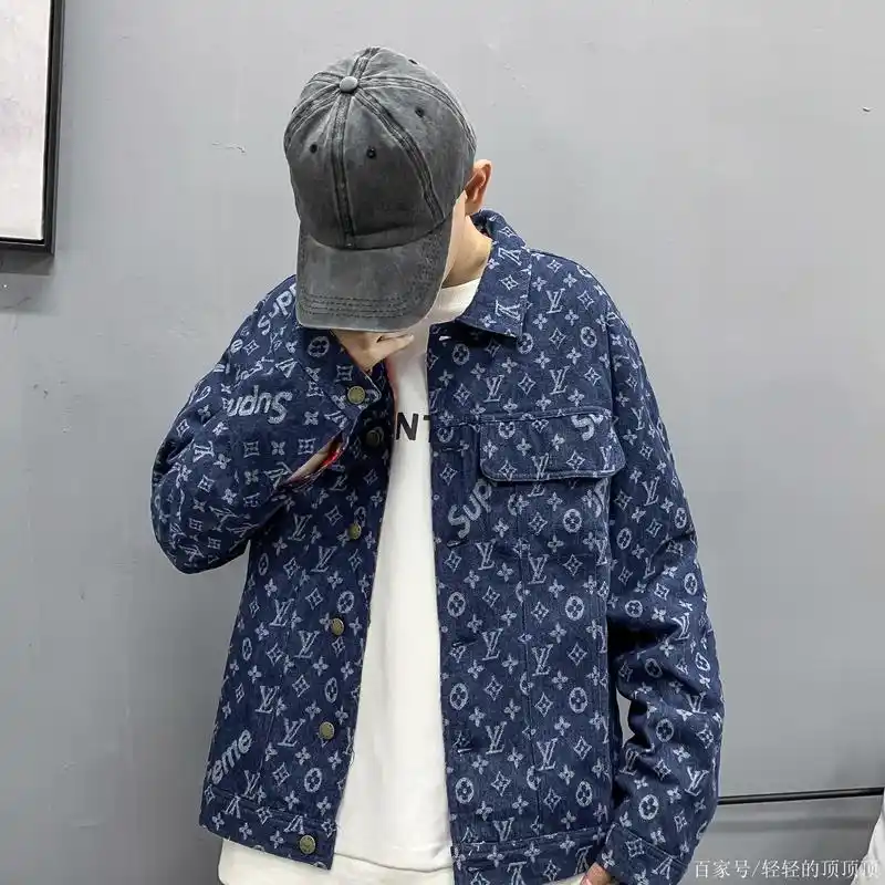 lv蓝色红里牛仔衣夹克外套,时尚百搭