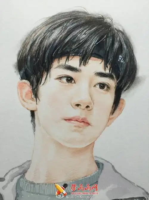 tfboys-易烊千玺彩铅画__彩铅画_彩铅_彩铅画教程_彩铅手绘_学画画网