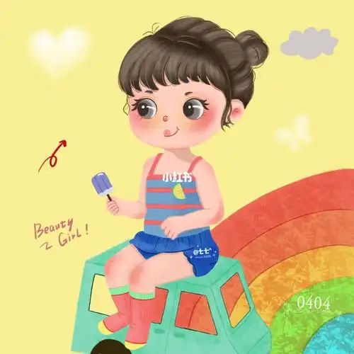 打卡儿童插画可爱小女孩