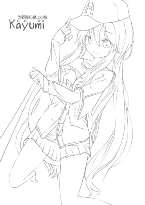 线稿 动漫 黑白素材 插画橡皮章手帐【果冻】