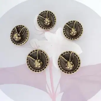 批发立体3d兔子兔头纽扣 合金动物形衬衫扣子 15mm童装装饰纽扣