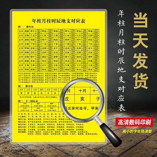 六十甲子年柱月柱时辰地支对应表图十二地支生克支月支十二时塑封