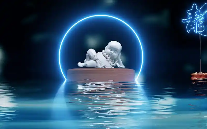 唯美意境小和尚水上卧眠动态光效壁纸