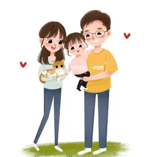 原创手绘一家三口中秋文案