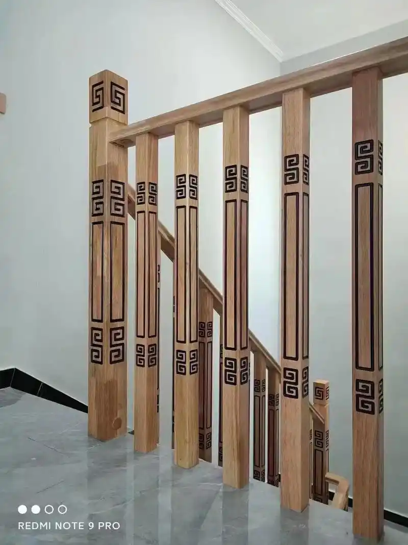 原木新中式#实木楼梯扶手 - 抖音