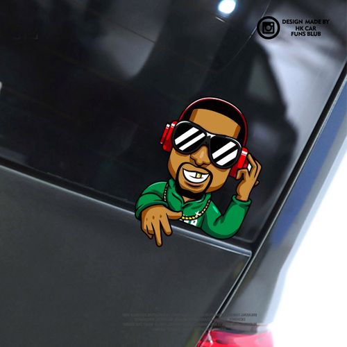 卡通嘻哈说唱dj反光车贴个性汽车门缝贴纸摩托电动车划痕防水贴花