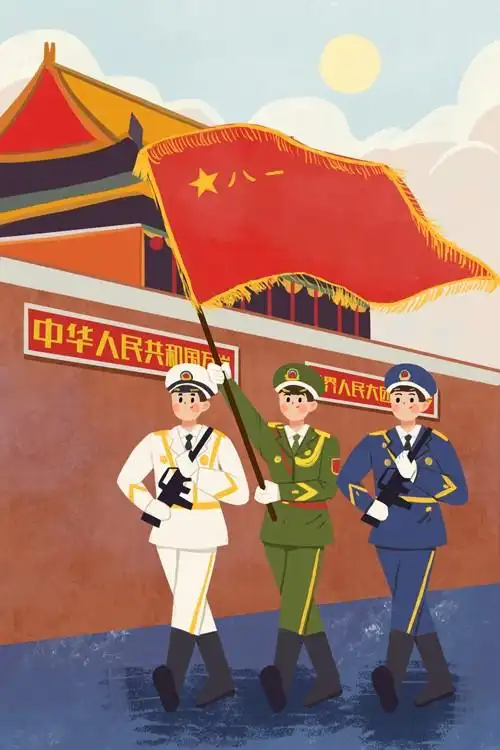 八一建军节创意卡通插画