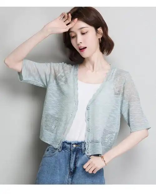 短款镂空薄款外套夏坎肩空调衫小外搭外披纱衣夏季小披肩米灰色xxxxl