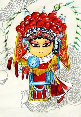 少儿书画作品-《京剧》/儿童书画作品《京剧》欣赏_中国少儿美术教育