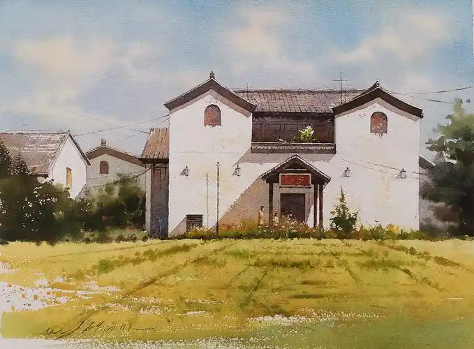 古建筑篇—10月半水彩作品
