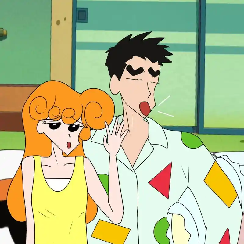 "和长大后的小新小葵视频通话哦" 蜡笔小新新番?打视频给未来的自己?