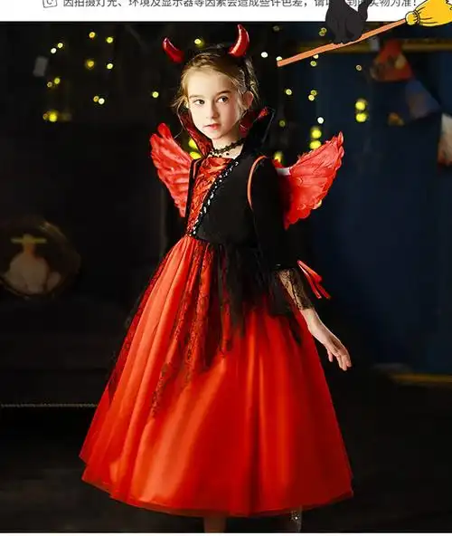 万圣节小恶魔服装万圣节儿童服装小恶魔装扮服女童cos吸血鬼表演服