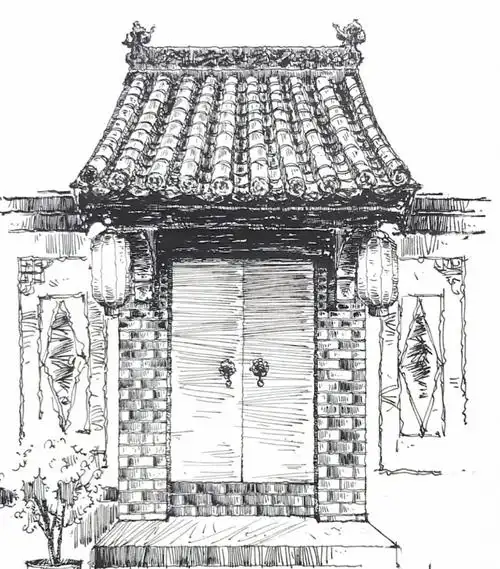 中国古建筑,钢笔风景速写线稿!