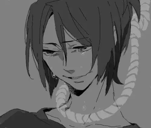 谁有笑着哭的二次元男的图片,急用