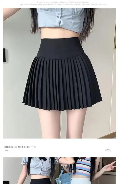 【好质量】百褶裙子四季白色防走光小个子半身裙女装辣妹a字短裙jk