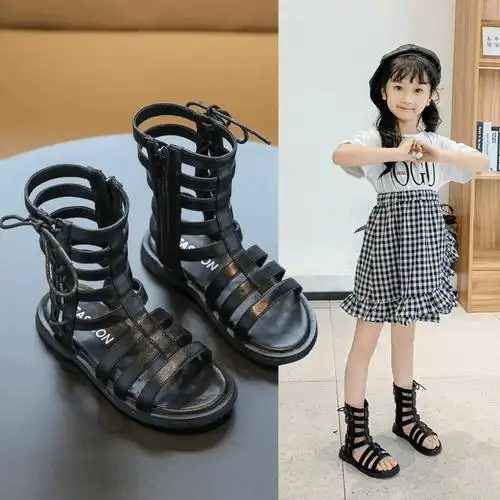 儿童童时尚罗马凉鞋2021夏季新款女童绑带复古凉鞋