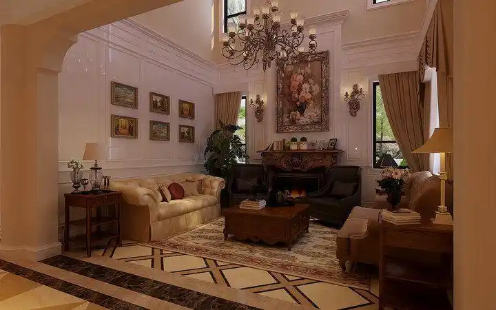 美式乡村别墅客厅装修效果图大全