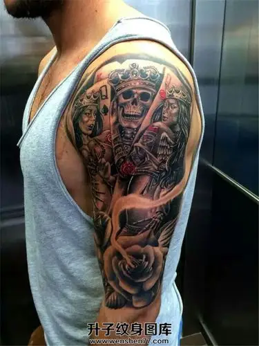 男性大臂纹身素材推荐扑克牌纹身